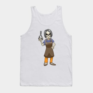 Skeleton as Hairdresser with Scissors Tank Top